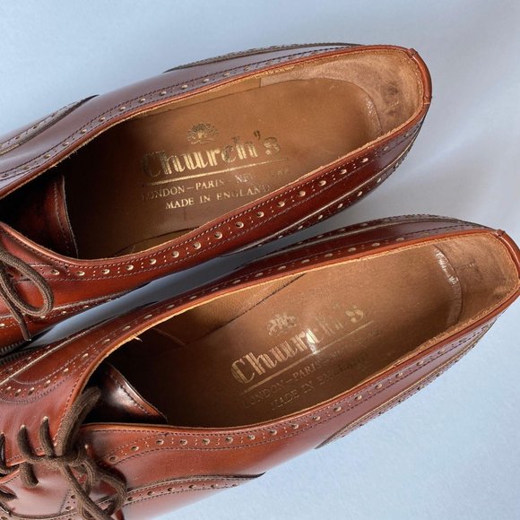 NWOT Brown Leather Church’s Heeled Oxford Shoe 8.5 - Picture 4 of 10